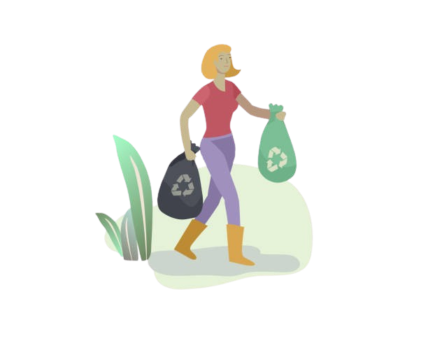cartoon lady carrying waste